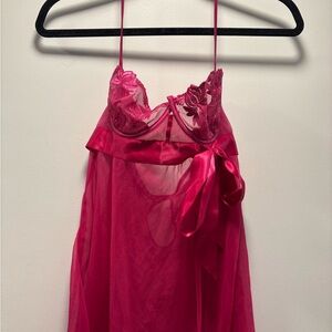 Elegant Red Lace Nightgown